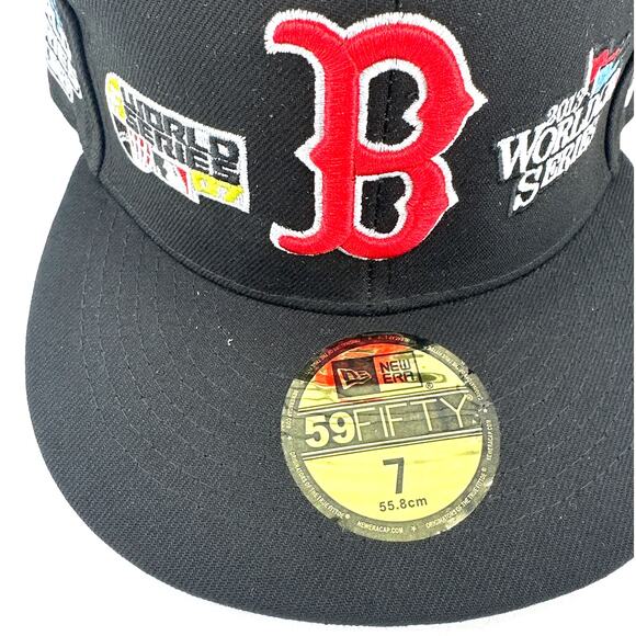 New Era 59FIFTY Black Boston Red Sox World Champions 9085 Fitted Hat Size 7 - Picture 4 of 12